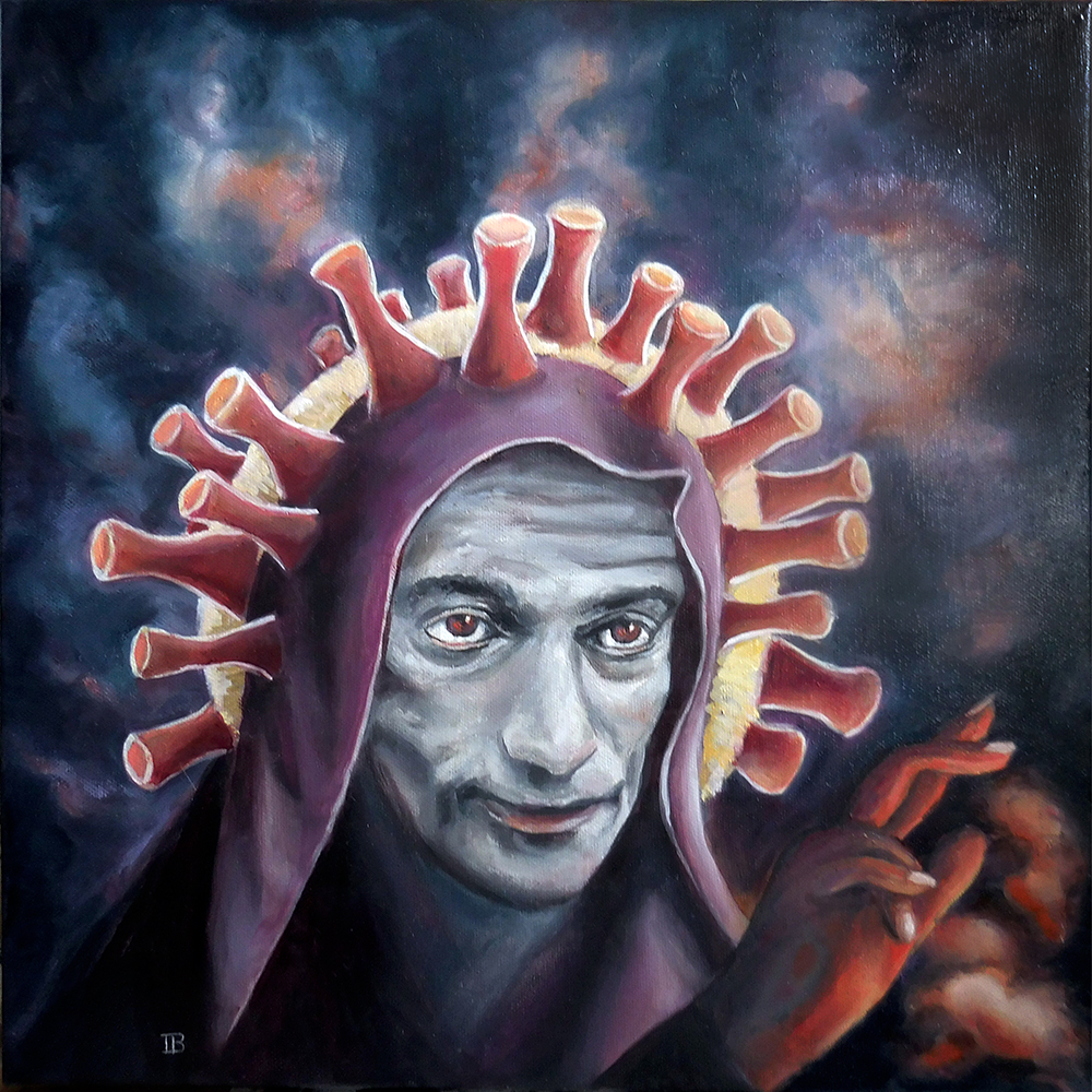 art portrait ange de la mort coronavirus covid pandémie pandemia virus symbolisme symbolism peinture à l'huile oil painting